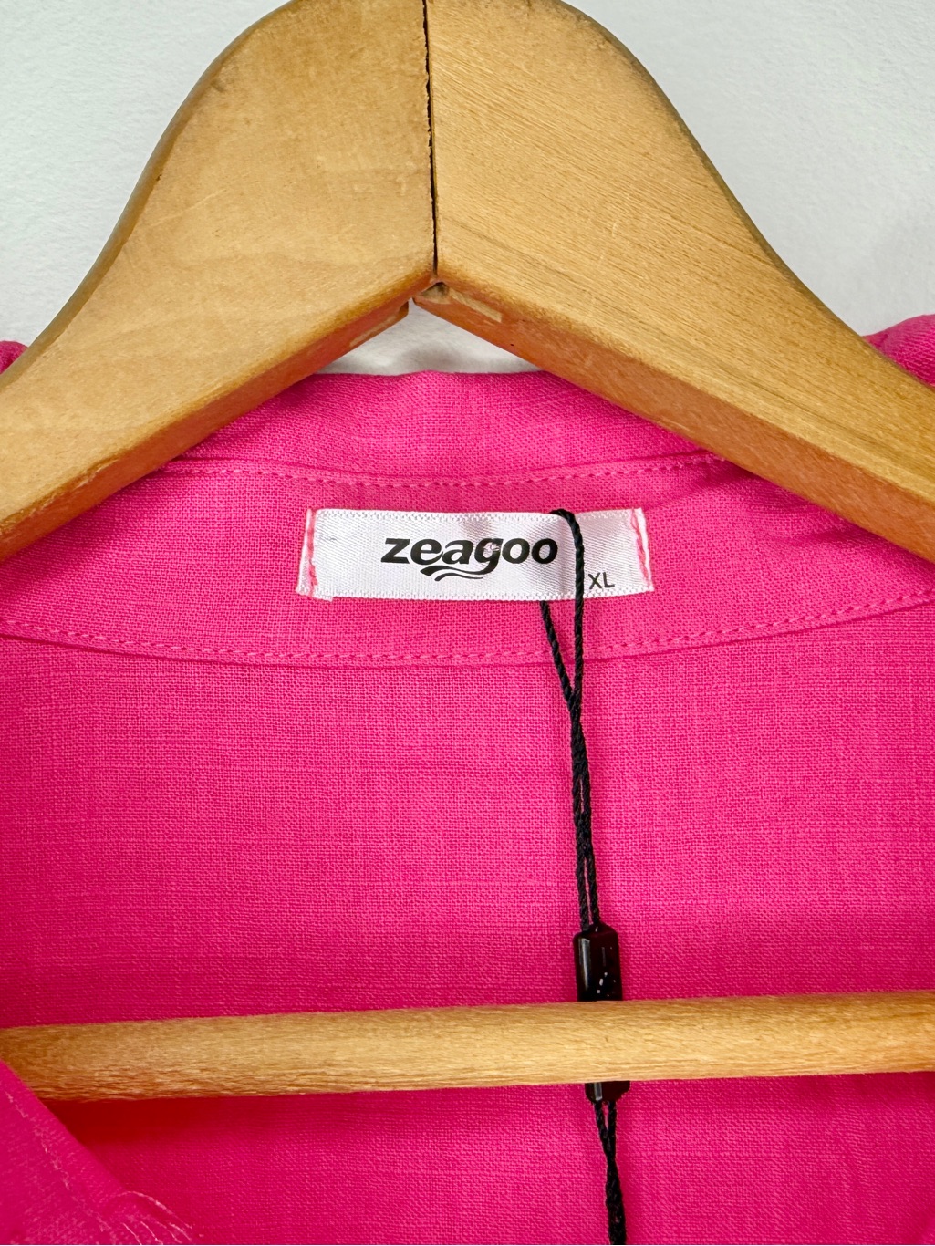 Hot Pink 100% Cotton Collard Shirt Dress Xl | Mini Shift With Pockets Nwt — image 6 of 8